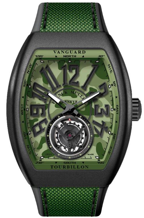 Best FRANCK MULLER Vanguard Titanium Case Camouflage Tourbillon - Green V 45 T CAMOU MC (TT) (NR) (VE) (CAM VE NR NR) Replica Watch